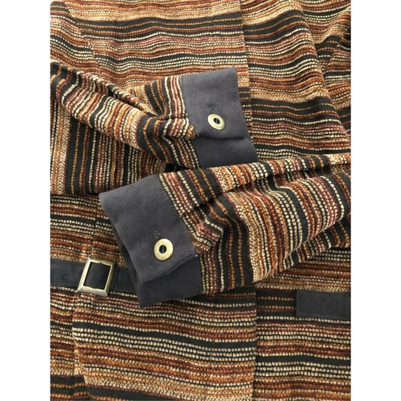 R & K Original Blazer Womens 10P Button Down Jacket Brown Tan Red Striped Career - Picture 3 of 12